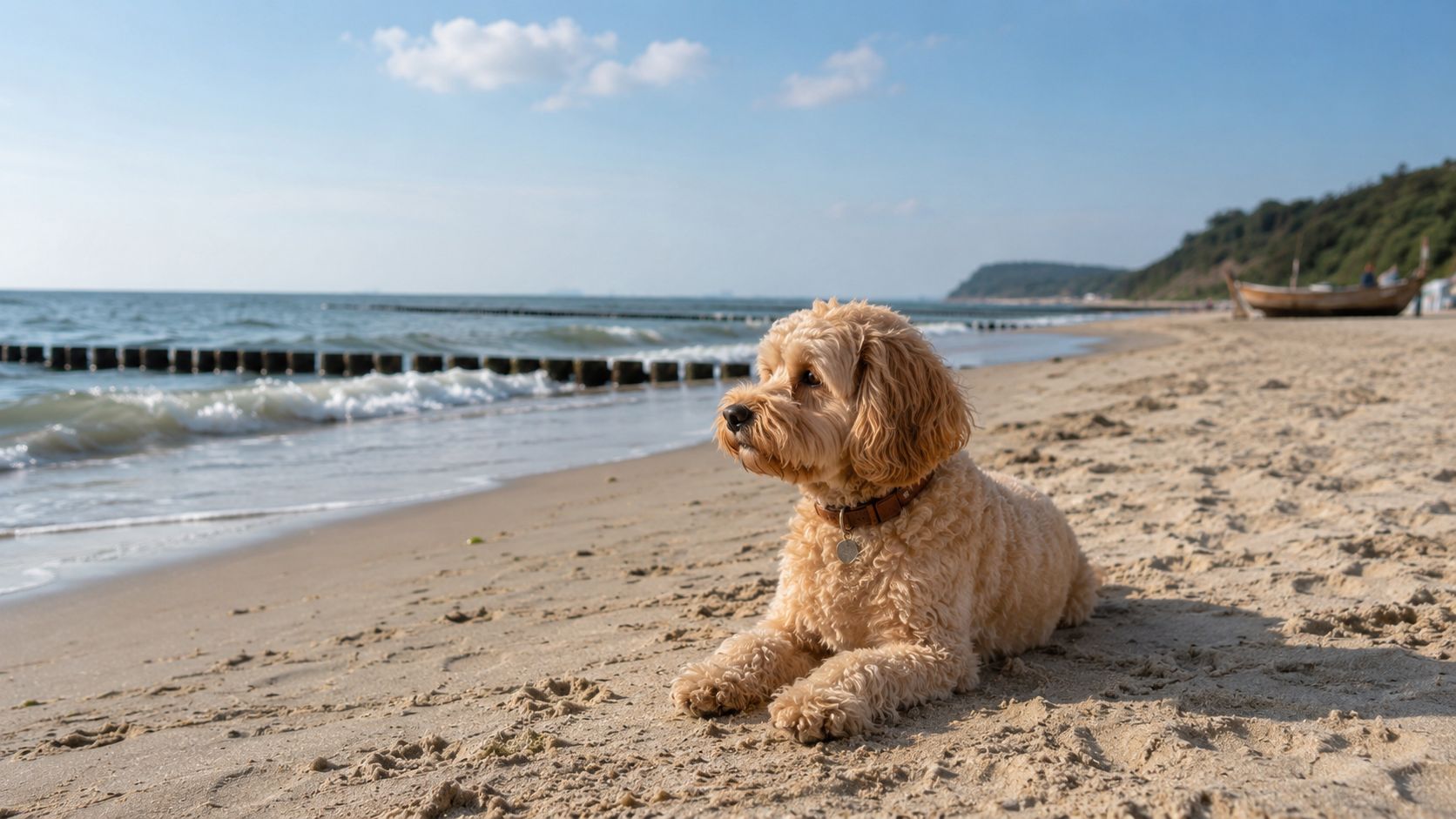 Kleiner Hund am Ostseestrand von Kölpinsee